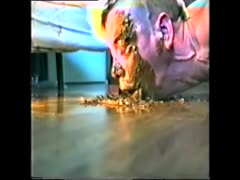 Gay scat lover eating poop on the floor